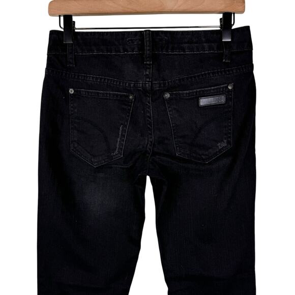 Joe's Jeans Black Connor Denim Rolled Chelsea Distressed Mid Rise Cropped Jeans - Picture 3 of 6